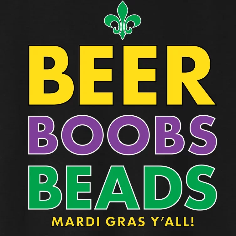 Mardi Gras Beer Boobs Beads Women's Crop Top Tee