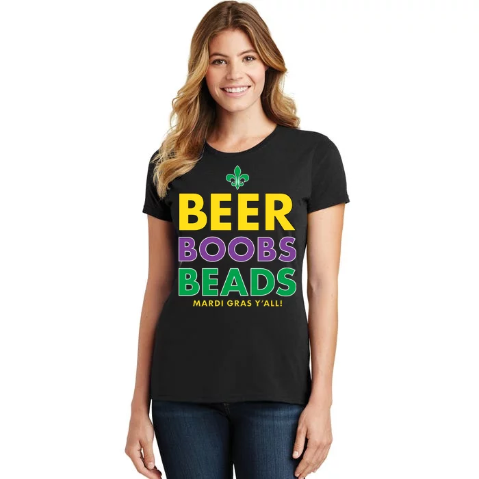 Mardi Gras Beer Boobs Beads Women's T-Shirt