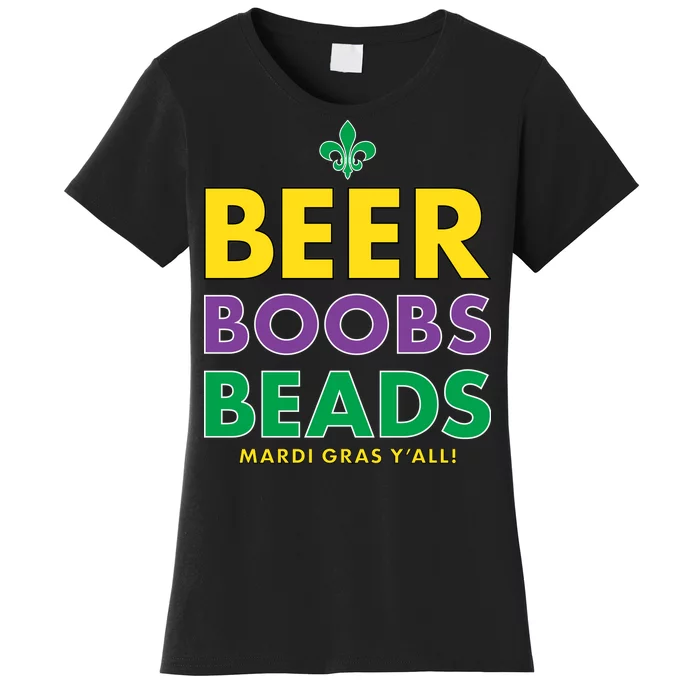 Mardi Gras Beer Boobs Beads Women's T-Shirt