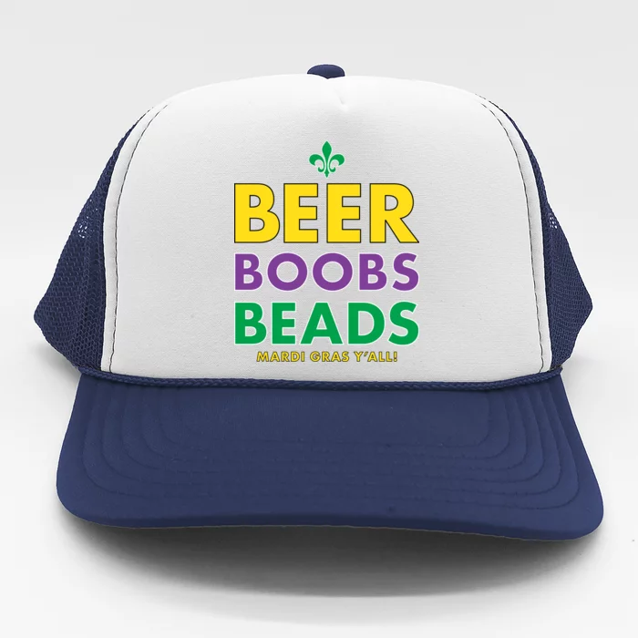 Mardi Gras Beer Boobs Beads Trucker Hat