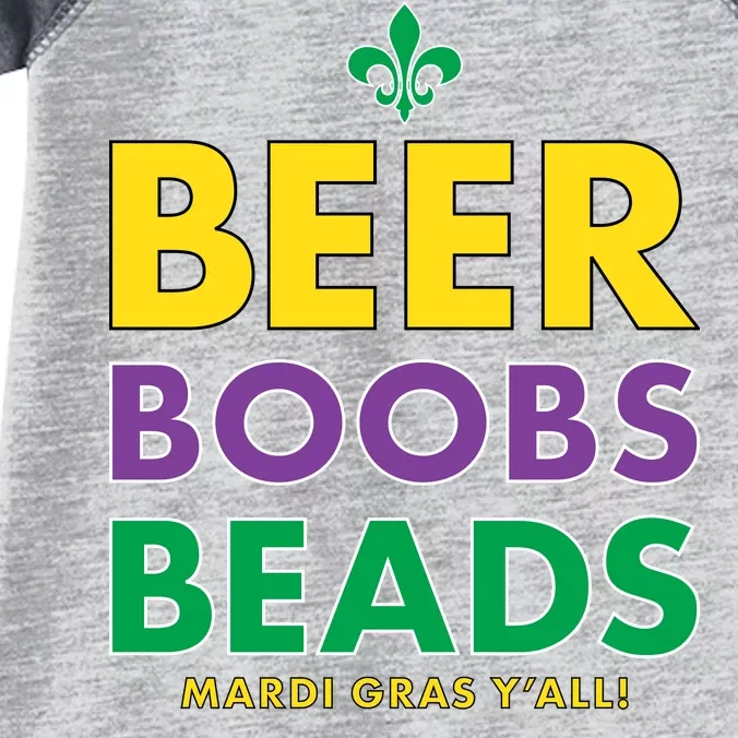 Mardi Gras Beer Boobs Beads Infant Baby Jersey Bodysuit