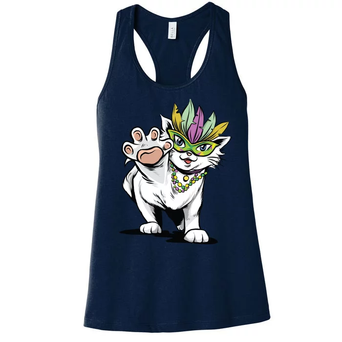 Mardi Gras Cat Women's Racerback Tank