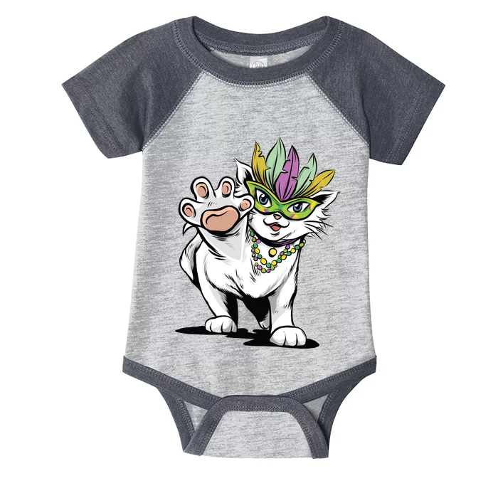 Mardi Gras Cat Infant Baby Jersey Bodysuit