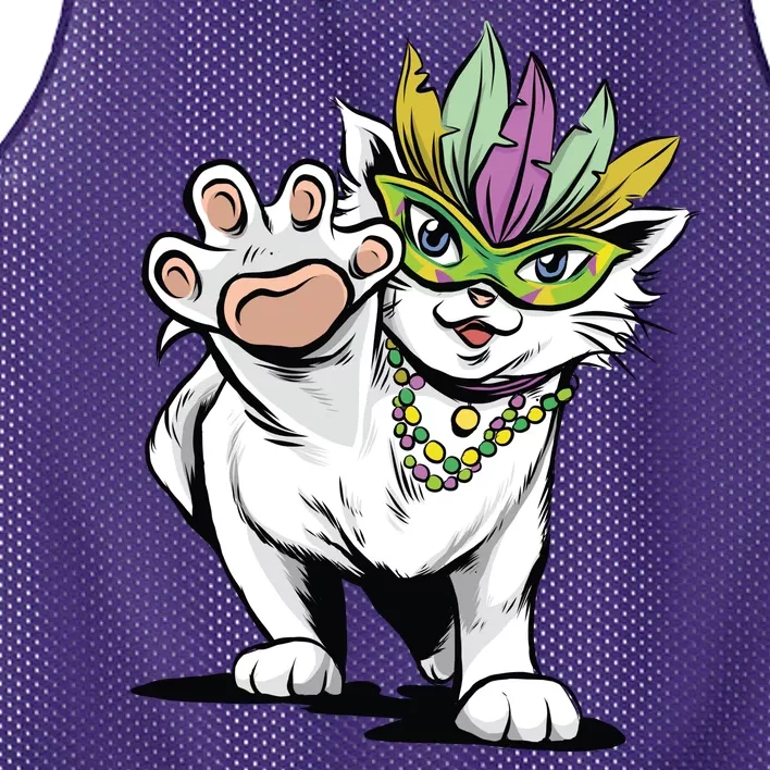 Mardi Gras Cat Mesh Reversible Basketball Jersey Tank