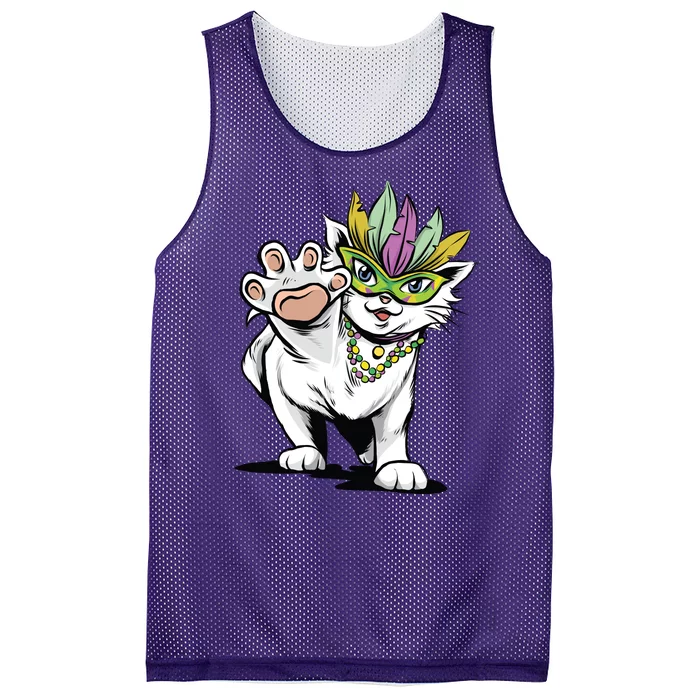 Mardi Gras Cat Mesh Reversible Basketball Jersey Tank