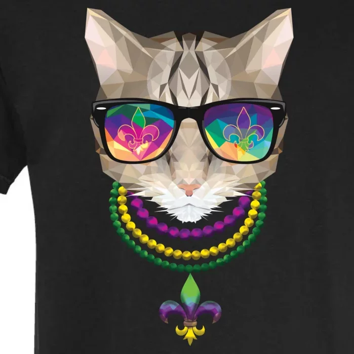 Mardi Gras Cat Beads and Sunglasses NOLA Garment-Dyed Heavyweight T-Shirt