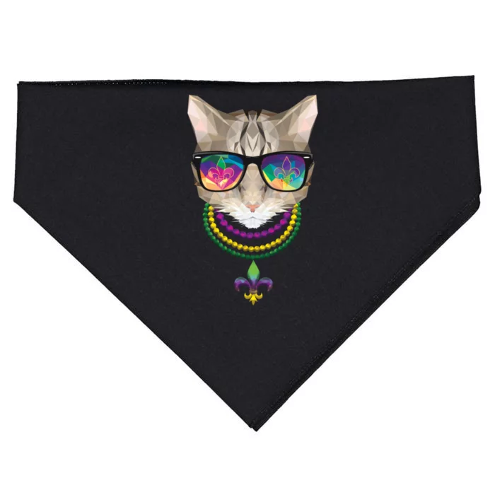 Mardi Gras Cat Beads and Sunglasses NOLA USA-Made Doggie Bandana