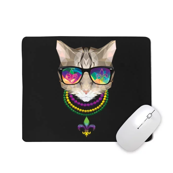 Mardi Gras Cat Beads and Sunglasses NOLA Kids T-Shirt