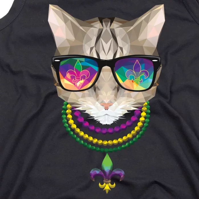 Mardi Gras Cat Beads and Sunglasses NOLA Tank Top