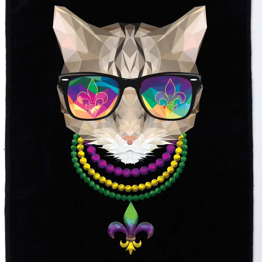 Mardi Gras Cat Beads and Sunglasses NOLA Platinum Collection Golf Towel