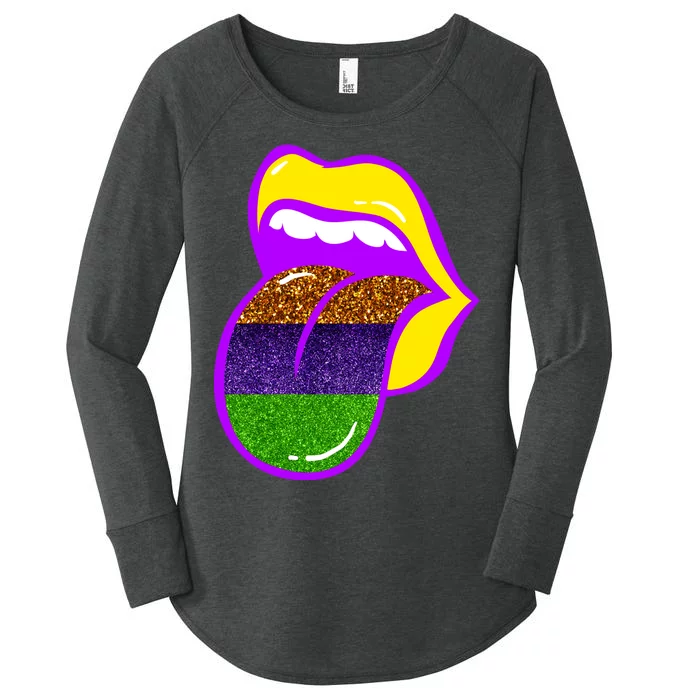 Mardi Gras Colorful Lips Women's Perfect Tri Tunic Long Sleeve Shirt