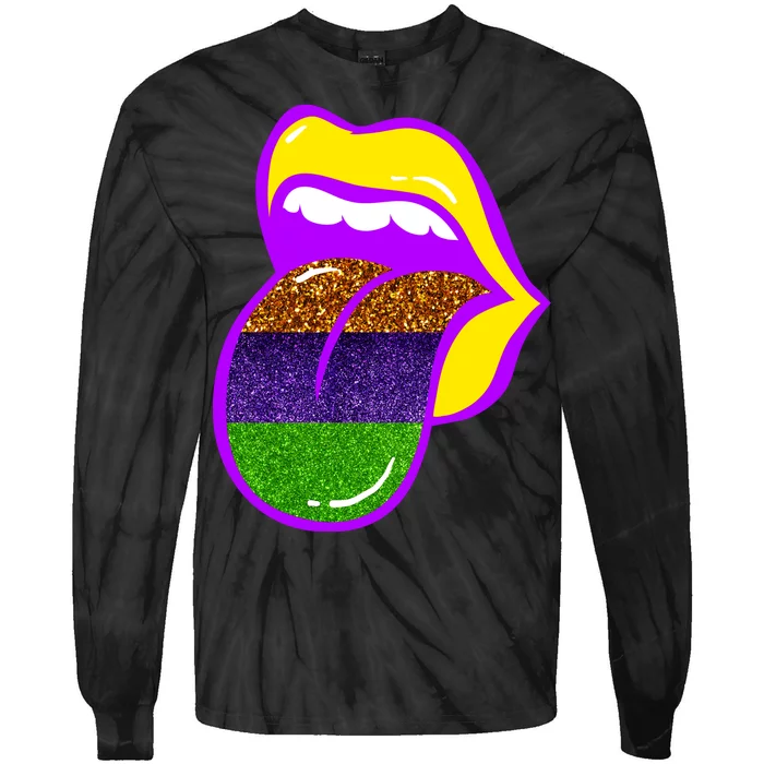 Mardi Gras Colorful Lips Tie-Dye Long Sleeve Shirt