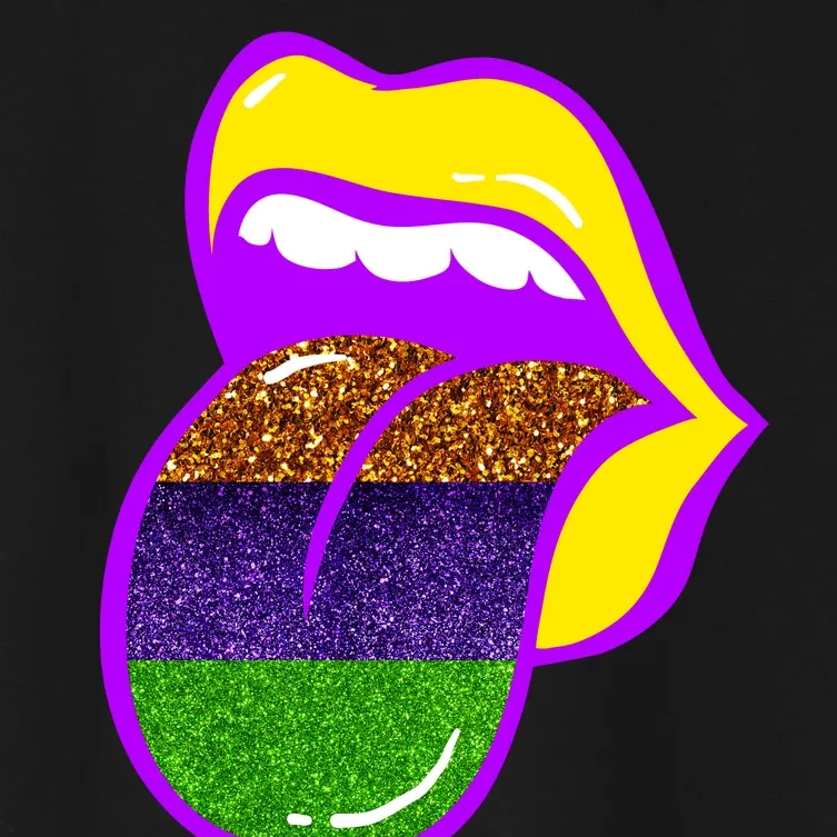 Mardi Gras Colorful Lips Women's Crop Top Tee