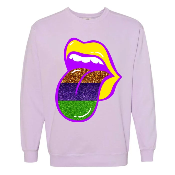 Mardi Gras Colorful Lips Garment-Dyed Sweatshirt