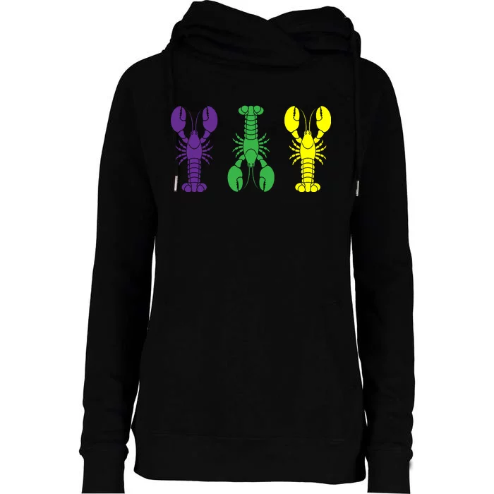 Mardi Gras Craw Fish Womens Funnel Neck Pullover Hood