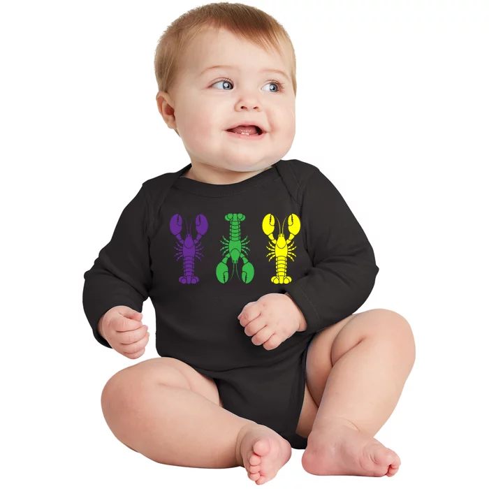 Mardi Gras Craw Fish Baby Long Sleeve Bodysuit