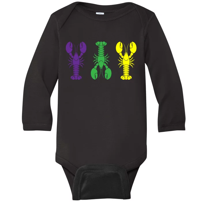 Mardi Gras Craw Fish Baby Long Sleeve Bodysuit