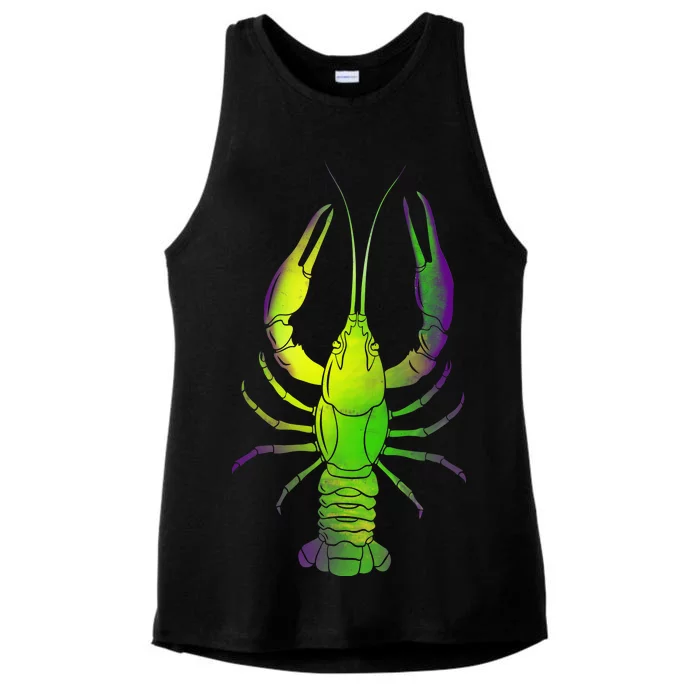 Mardi Gras Crawfish Ladies Tri-Blend Wicking Tank