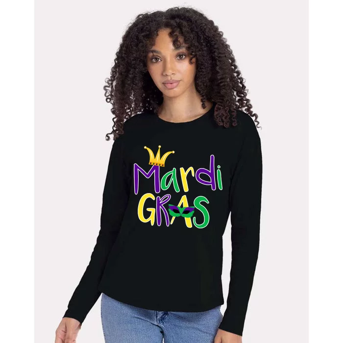 Mardi Gras Crown Logo Womens Cotton Relaxed Long Sleeve T-Shirt