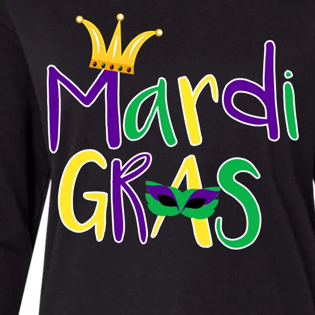 Mardi Gras Crown Logo Womens Cotton Relaxed Long Sleeve T-Shirt