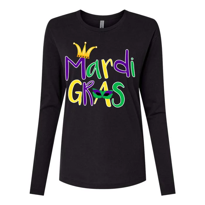 Mardi Gras Crown Logo Womens Cotton Relaxed Long Sleeve T-Shirt