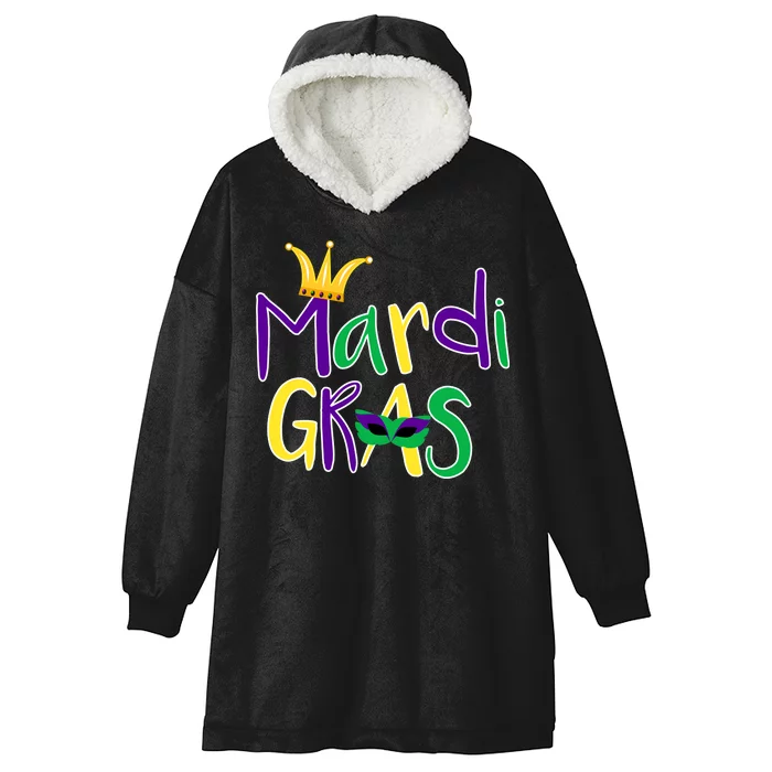 Mardi Gras Crown Logo Hooded Wearable Blanket