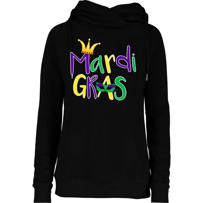 Mardi Gras Crown Logo Womens Funnel Neck Pullover Hood