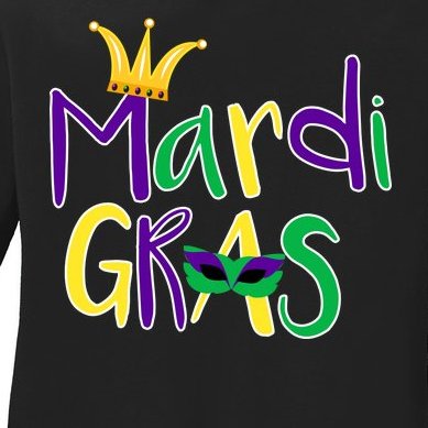Mardi Gras Crown Logo Ladies Missy Fit Long Sleeve Shirt
