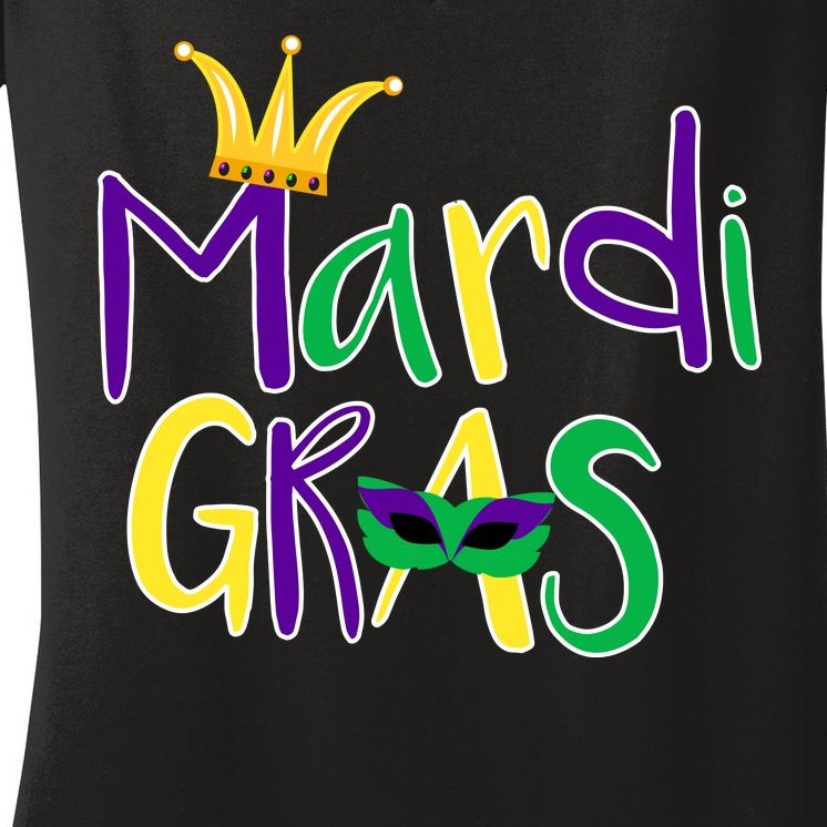 Mardi Gras Crown Logo Women's V-Neck T-Shirt