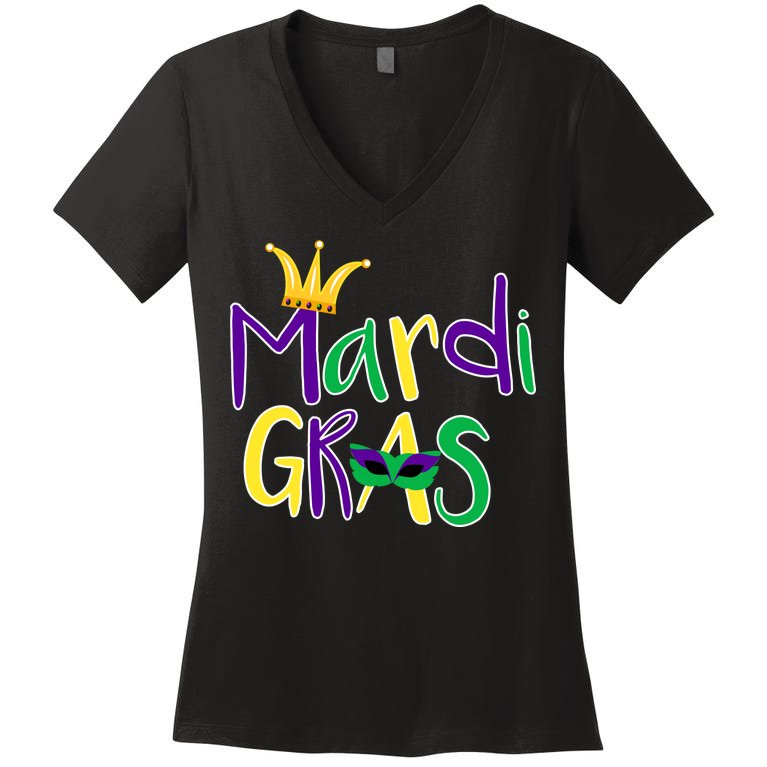 Mardi Gras Crown Logo Women's V-Neck T-Shirt