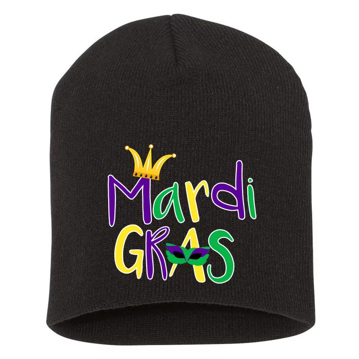 Mardi Gras Crown Logo Short Acrylic Beanie