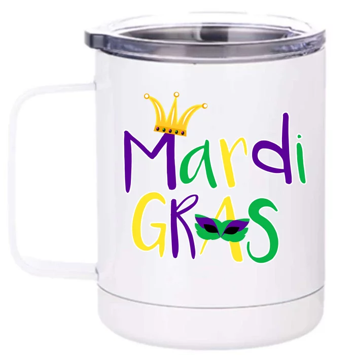 Mardi Gras Crown Logo Front & Back 12oz Stainless Steel Tumbler Cup