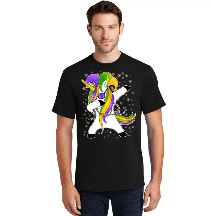 Mardi Gras Dabbing Unicorn Tall T-Shirt