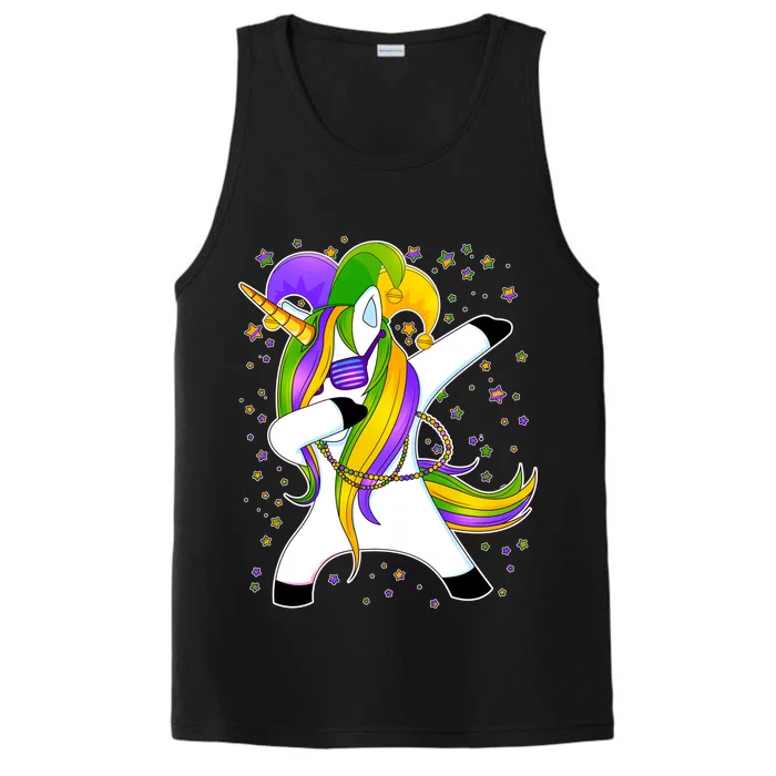 Mardi Gras Dabbing Unicorn Performance Tank