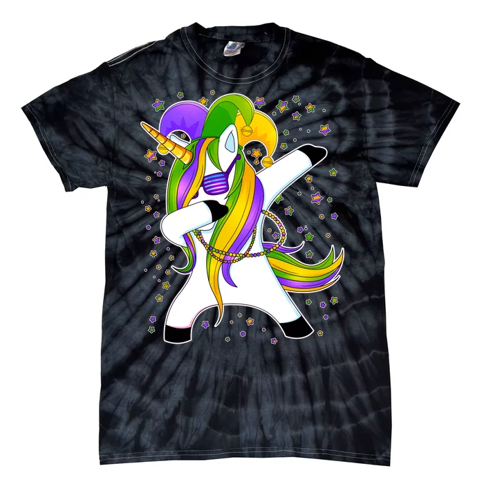 Mardi Gras Dabbing Unicorn Tie-Dye T-Shirt