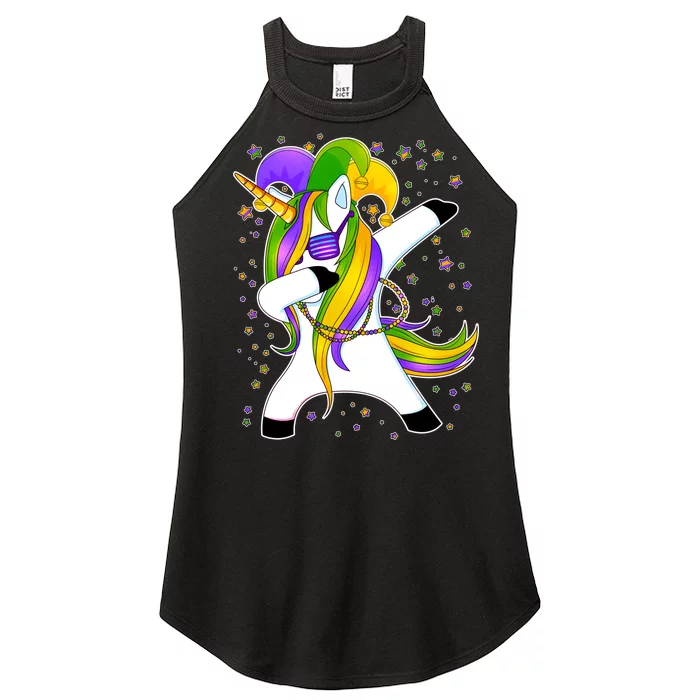 Mardi Gras Dabbing Unicorn Women’s Perfect Tri Rocker Tank