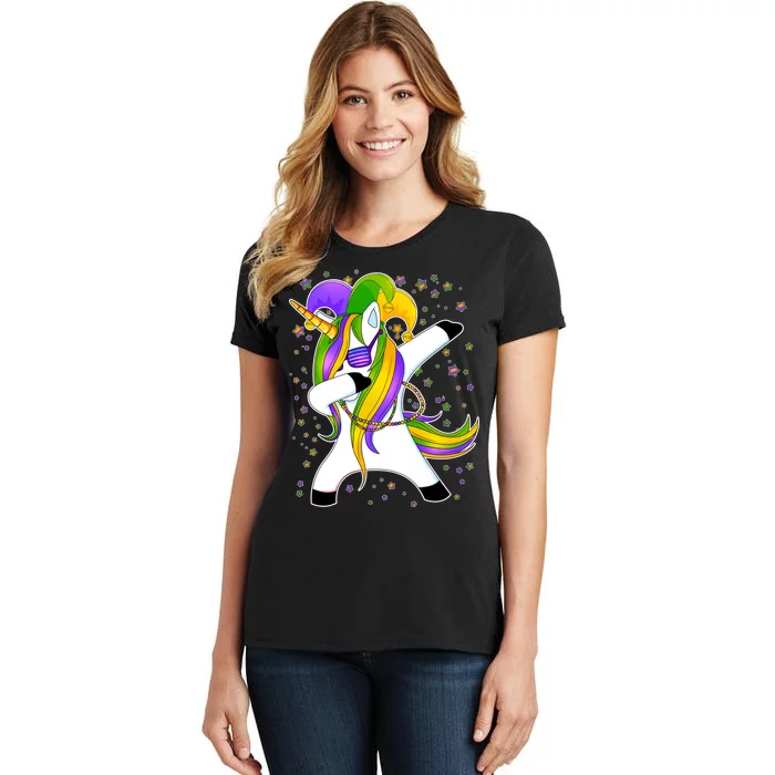 Mardi Gras Dabbing Unicorn Women's T-Shirt