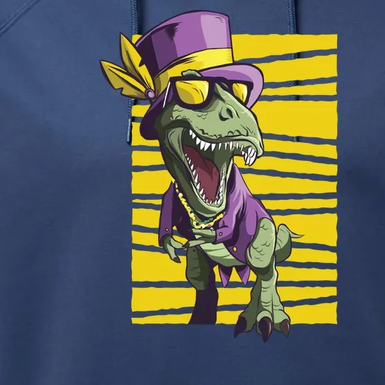 Mardi Gras Dinosaur Performance Fleece Hoodie