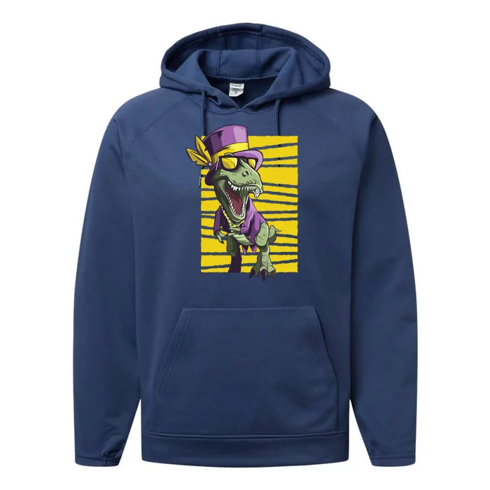 Mardi Gras Dinosaur Performance Fleece Hoodie