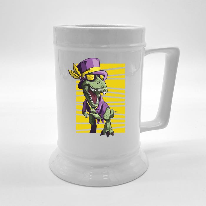 Mardi Gras Dinosaur Front & Back Beer Stein