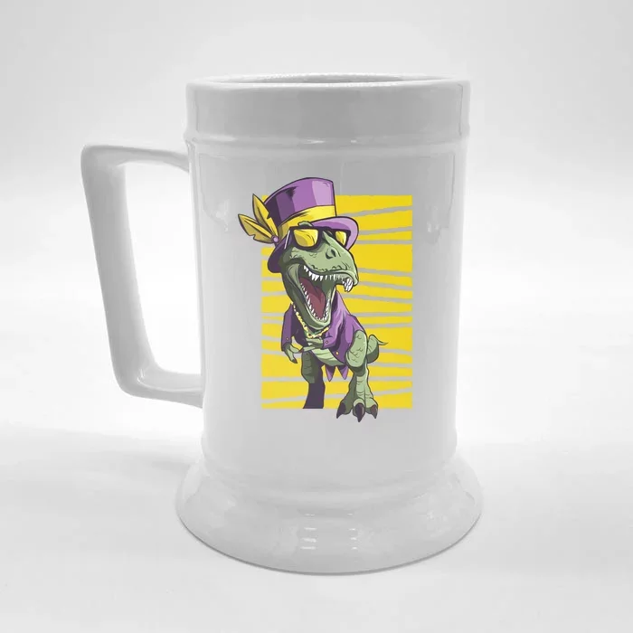 Mardi Gras Dinosaur Front & Back Beer Stein