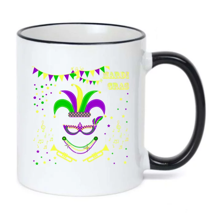 Mardi Gras Emoji Smiley Beads Mask New Orleans Black Color Changing Mug