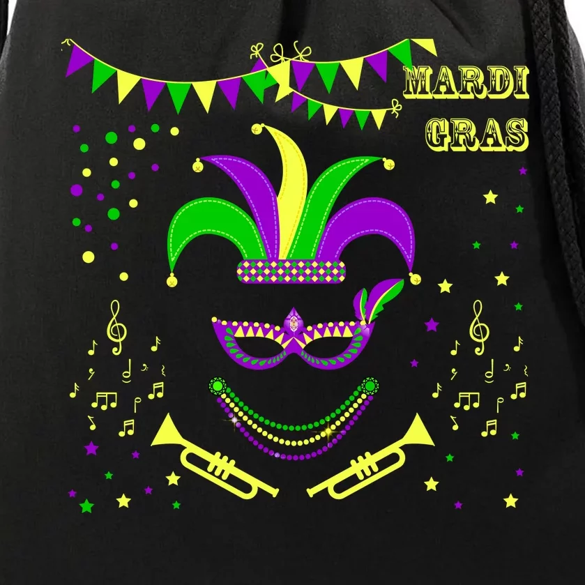 Mardi Gras Emoji Smiley Beads Mask New Orleans Drawstring Bag