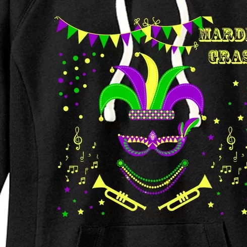 Mardi Gras Emoji Smiley Beads Mask New Orleans Women's Fleece Hoodie