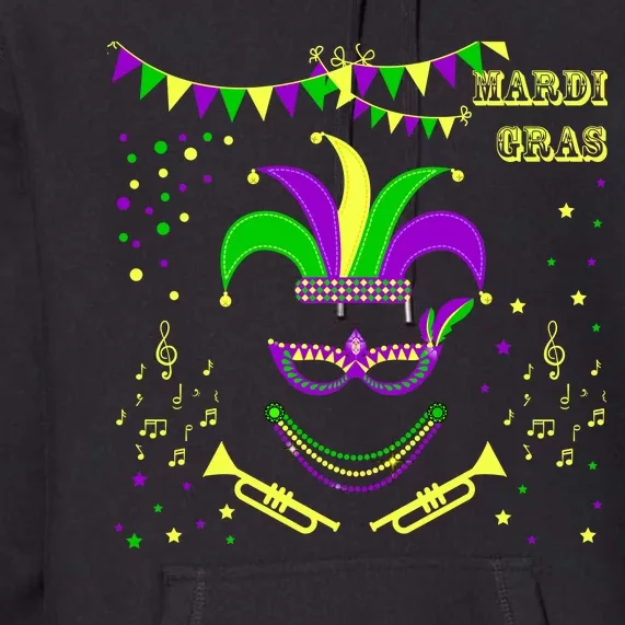 Mardi Gras Emoji Smiley Beads Mask New Orleans Premium Hoodie