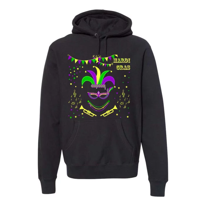 Mardi Gras Emoji Smiley Beads Mask New Orleans Premium Hoodie