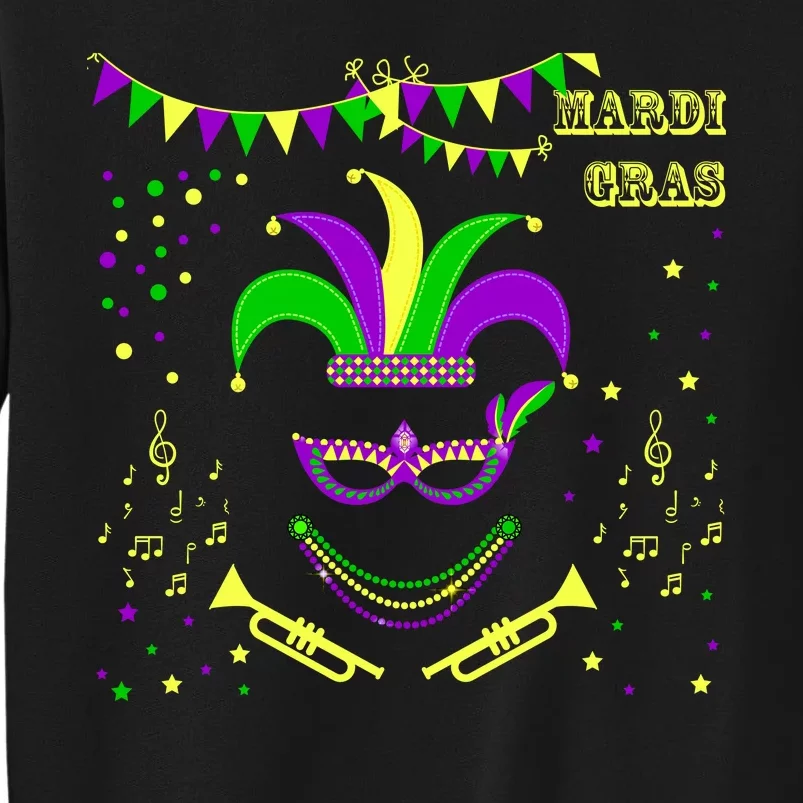 Mardi Gras Emoji Smiley Beads Mask New Orleans Tall Sweatshirt