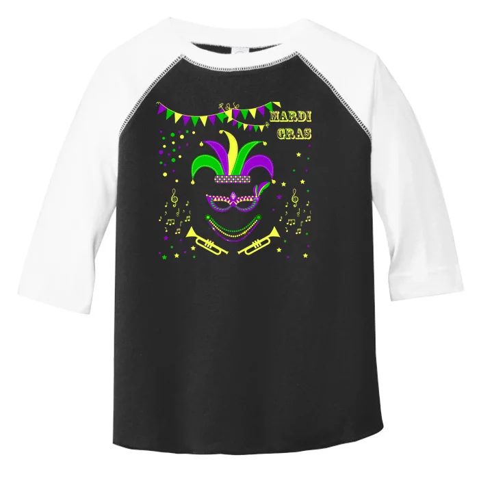 Mardi Gras Emoji Smiley Beads Mask New Orleans Toddler Fine Jersey T-Shirt