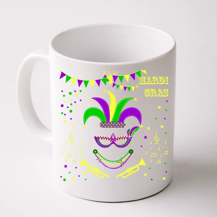 Mardi Gras Emoji Smiley Beads Mask New Orleans Front & Back Coffee Mug