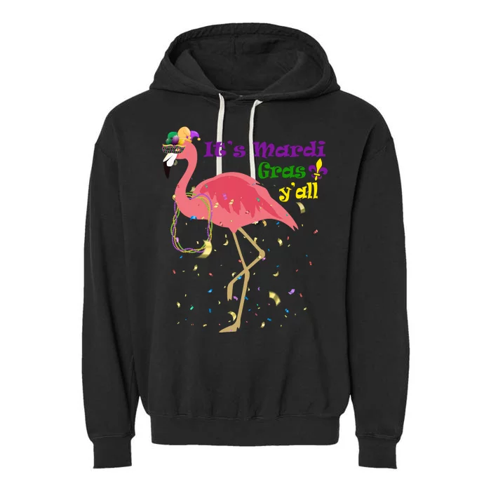 Mardi Gras Flamingo Garment-Dyed Fleece Hoodie